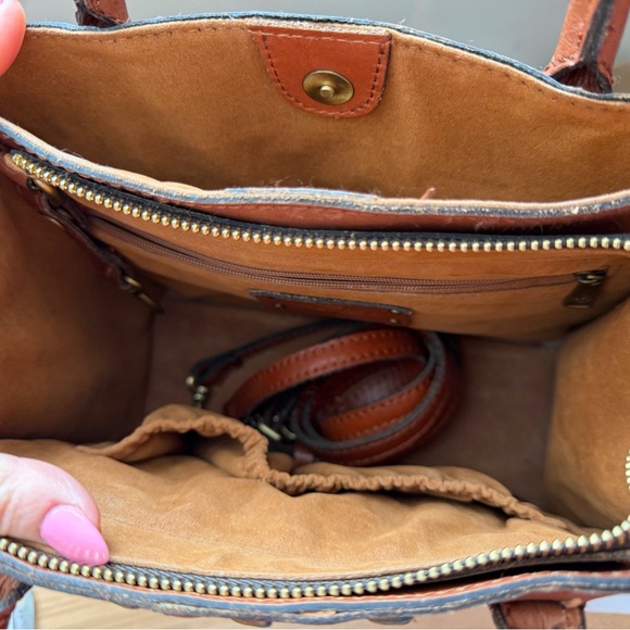 Patricia Nash Cognac Leather Satchel - Convertible to Crossbody - Picture 9 of 16